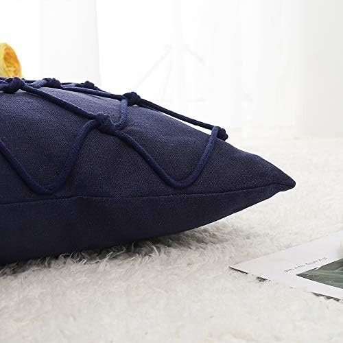 Nottingson Početna Navy Blue BoHo Jastuk natpise 20x20 set od 2 ukrasnog lanenog posteljina Trg MacRame jastuk za jastuk sa farmi