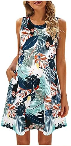Ljetne haljine za žene 2023 casual labavi protočni sandress boho cvjetni print tenk haljina okrugla vrata s džepovima