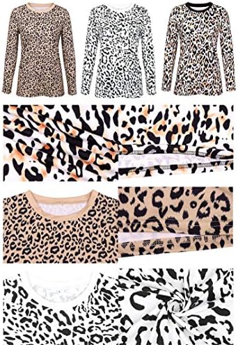 Andongnywell ženski ležerni leopard vrhovi tiska dugih rukava majica bluza posada vrat Božićni tisak