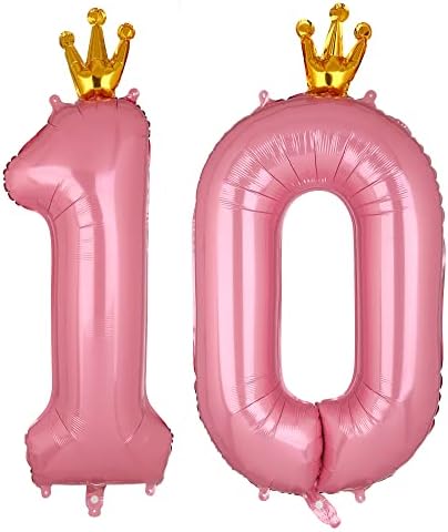 10 balon broj Pink 40 Inch Pink broj 10 baloni Mylar Helium Crown Broj baloni djevojka 10th rođendan godišnjica party dekor potrepštine