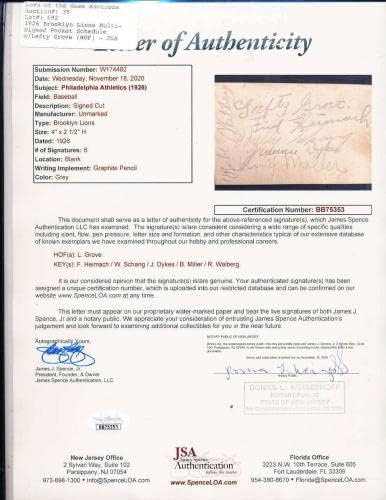 1926. Brooklyn Lions NFL Fudbalski tim Potpisan Potpuni raspored džepa! JSA pismo - autogramirani fudbali