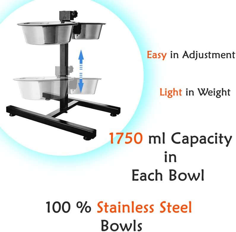 Wibsil posuda za pse od nerđajućeg čelika sa podesivim postoljem, izdržljiva & neklizajuća posuda za hranjenje kućnih ljubimaca &