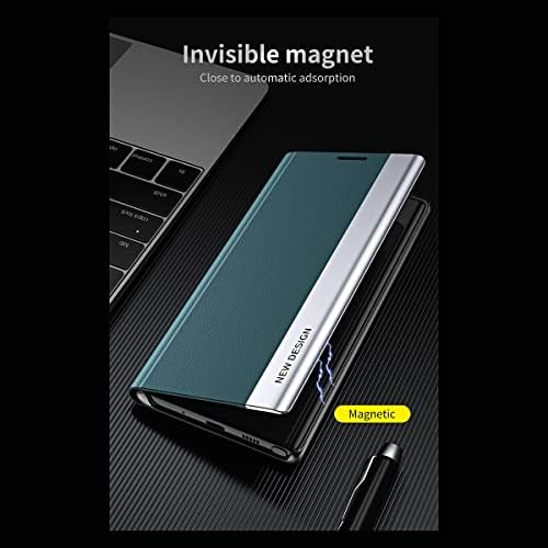 Hongliang Navlaka za telefon kompatibilna sa Samsung Galaxy A22 5G magnetnom prozirnom kožnom preklopnom futrolom + PC Smart zaštitni
