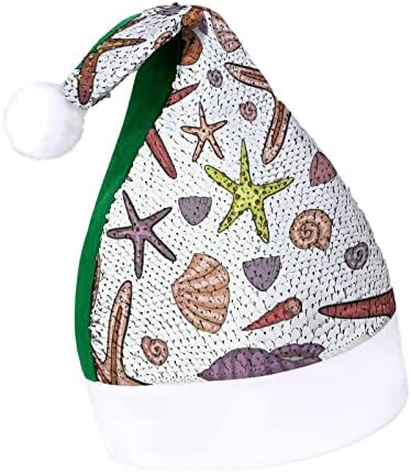 Starfish i školjke šljokice Božić kape Santa Božić šešir za odrasle Sretan Božić Party kostim Bennie kapa