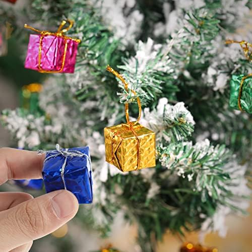 24pcs Božićne stablo Male poklon kutije Ornamenta sortirani u boji Privjesci za privjeske folije za omotane kutije za Xmas Dekoracija