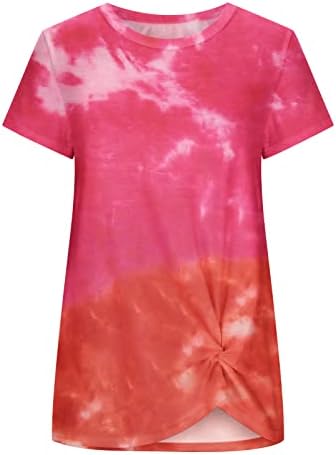 Dame Gradient Colorblock Slim Tuc Košulje Crewneck vrhovi Camisole T majice Kratki rukav Casual Tie Dye majice Velika Britanija