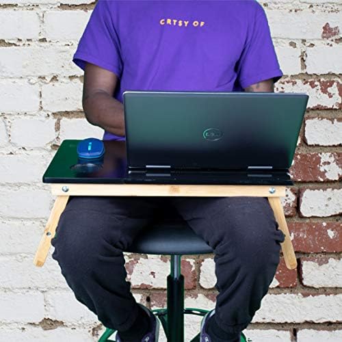 Laptop za laptop uma Podesivi ležaj preklopne noge, prenosni fliptop stol, nagib za rad, čitanje, učenje, bambus, crna ladica