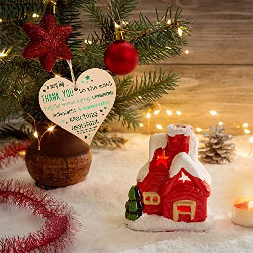 Drveni znak Viseći božićni ukras Božićno ukrašavanje drva u obliku srca 10 * 10cm / 3,9 * 3.9in kristali lampe 38mm