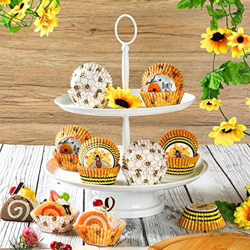 300 komada Honey Bee Cupcake Wrappers Bee Party Cupcake Cups Yellow Cupcake ulošci za dekoracije pčelinjih zabava Baby Shower Spol