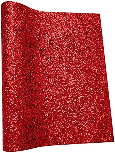 Sunmelyn Božić Red Chunky Glitter Faux Leather Roll 12x53 inča sjajna jednobojna djevojka tkanina za naušnice lukovi zanati