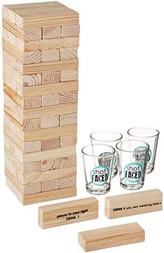 Igra noć Tipsy Tower piće igra za odrasle Party Game Set sa 54 Slaganje drvenih blokova & 4 izdržljiv Olovo-free čokanjima veliki