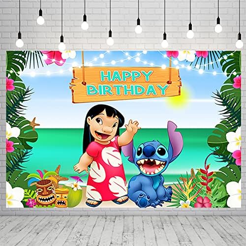 Ljetna Havajska pozadina za rođendanske potrepštine Lilo i Stitch Banner za dekoracije za zabave tropska Baby Shower fotografija pozadina