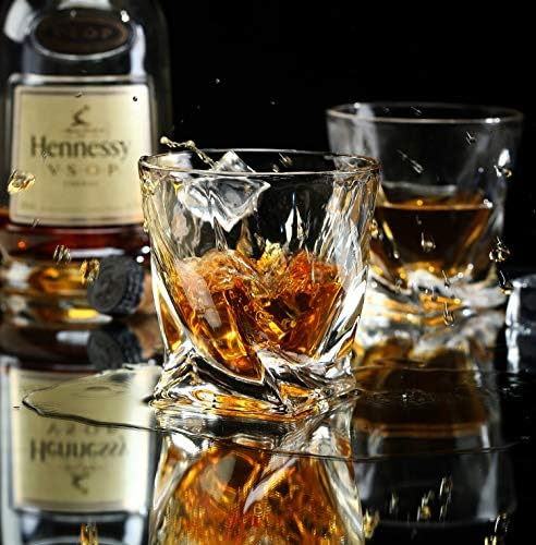 Crystal Whisky naočare - twist dizajn Tumbler - Set 4 - svaki 10 oz Rocks Debljina stakleno posuđe, idealan poklon za Scotch, konjak,