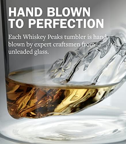 Huckberry Whisky Peaks Iconic Mountain Bar naočare, kapaciteta 11.5 Oz, kristal bez olova, Grand Tetons, Set od 4