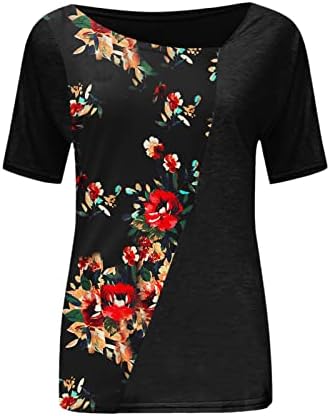 Ženske bluze i vrhovi moda, ženski ljetni vrhovi nepravilni dekolte kratki rukav V izrez Tunika Ležerne majice