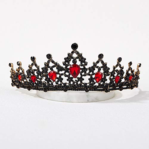 Sweetv draguljima tijare i Krune za žene, crveni Kristal kraljica kruna, crna vjenčanje Tiara za Bride, Metal rođendan Quinceanera