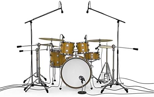 Monoprice 7-dijelni komplet bubnjeva i mikrofona za instrumente, sa nosačima i kućištem, uravnotežene XLR veze - serija desne faze