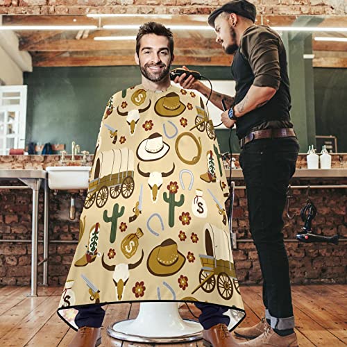 Vissunny Barber Cape Western Vintage grafički poliesterski salon za kosu salon ogrtač za pregača antistatička frizura za brijanje