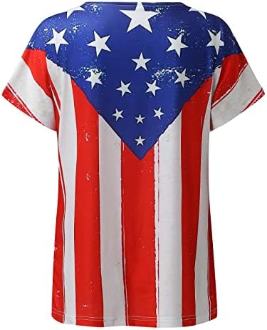 ZEFOTIM WOMENS 4. jula majica 2023. kratki rukav V izrez Ležerne ljetne trendi američke zastave Bluze