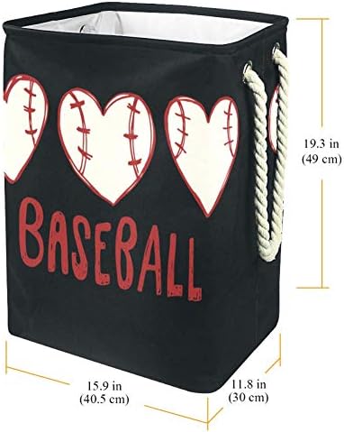 DJROW korpa za odeću Bejzbol Love Hearts korpe za čuvanje veša sa odvojivim nosačima nadogradnja sklopiva korpa za veš za organizaciju odeće za igračke