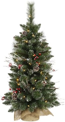 Vickerman 3 'snijeg sneg snegpio i bobica umjetna božićna stablo, jasna svjetla dura, sezonski unutarnji kućni dekor s ukrasnim bazom