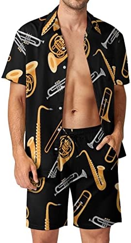 Muzički instrumenti Saksofon francuski hor muški 2 komada plaže havajski gumb niz majicu kratkih rukava i šorc odijela