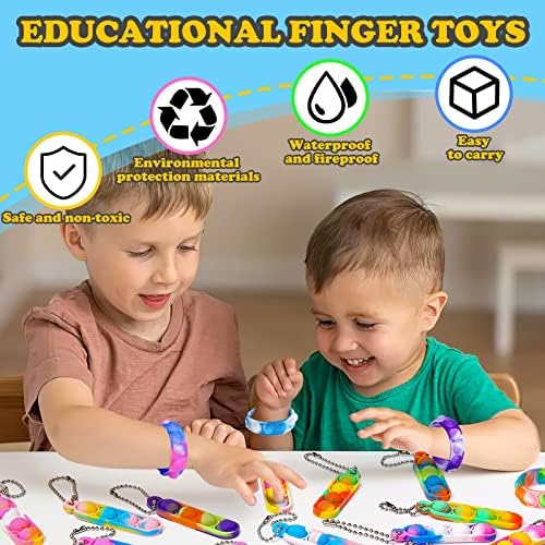 48pcs Fidget igračke paketa za djecu za odrasle za djecu, 24 x fidget narukvica i 24 x mini pop ključevi IT učionice Nagrade Poppers