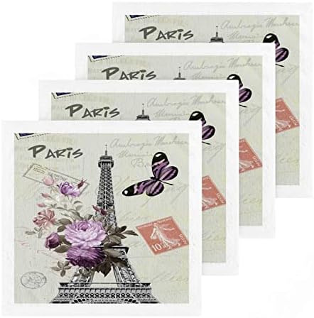 Kigai 4 Pack Paris Tower Leptir krpe - mekani ručnici za lice, teretane, ručnici, hotel i spa kvalitet, pure pamučne prstene ručnike