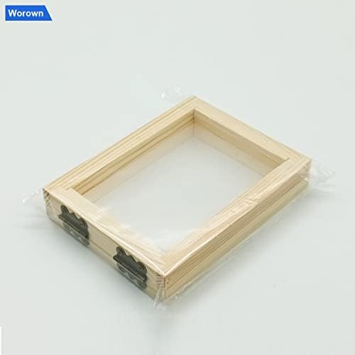 Wroown A7 zaslon za izradu papira, prirodni drveni kalup za papir, 4 x 5 inčni drveni papir za izradu papira za DIY papirni zanat