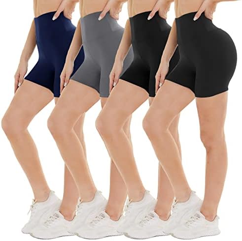 NexiEpoch 4 paket Biker šorc za žene visokog struka-5 Buttery Meki Spandex crni šorc za jogu za ljetni Atletski trening