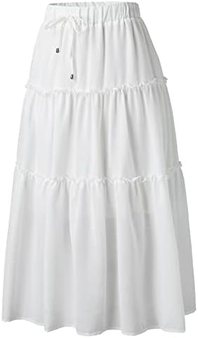 Pleted Flowy Maxi Midi suknje za žene Ležerne ljeto Boho duga suknja cvjetna tiskana Swied Swire Swiered A-line suknje