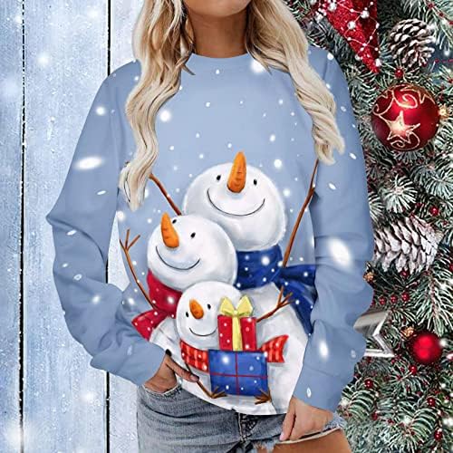 Kraljevski plavi ženski snjegović grafički kaputi Crewneck kaput dukserice manžetne s dugim rukavima Atletički praznični božićni slatki kaputi XL