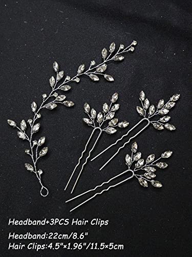 Brihasory rhinestone traka za glavu i Bridal Hair Clip vjenčane igle za kosu dodatna oprema za mladenke ručno rađeni Svadbeni pokrivači