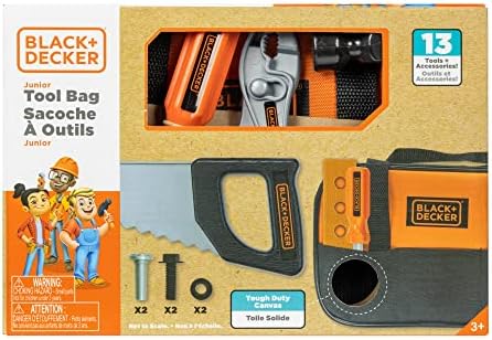 Crn+DECKER Junior Tool Bag 13 Komad Set-uključuje čekić, testera, Screw Driver & više!