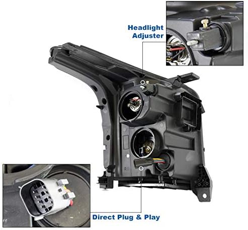ZMAUTOPARTS LED DRL Switchback projektor farovi Crna w / 6 plava LED DRL svjetla za 2015-2017 GMC Yukon / Yukon XL