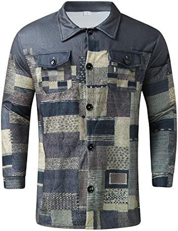 XXBR 2022 Nova muška košulja za jaknu jesen dugi rukav modni gumb dolje dolje Etnic Boho Print Dvostruki džepovi Ležerna košulja