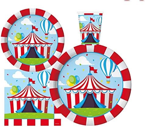 Oojami služi 30 Kompletnih paketa za zabave cirkuske potrepštine za zabavu 9 papirnih tanjira za večeru 7 desertnih papirnih tanjira