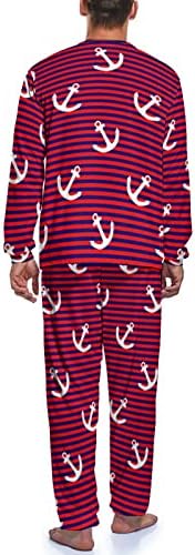 Muške pidžame sa prugama i sidrom duge rukave Loung Set Pjs za putovanja u spavaću sobu