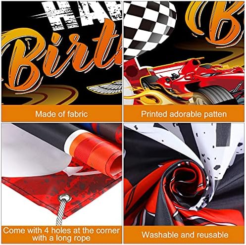 Car Racing Happy Birthday backdrops car Themed Birthday party Decorations Racing Party Photo Background Racing party Supplies for