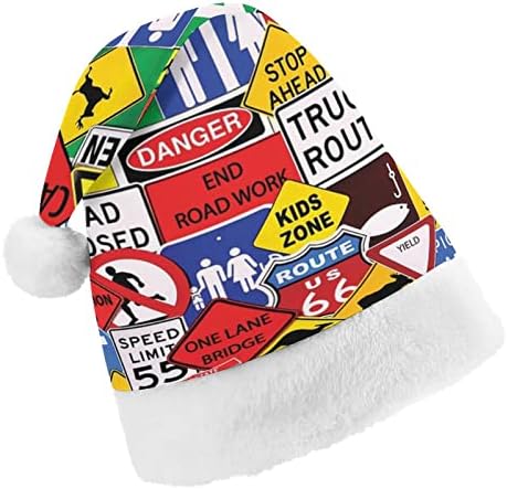 Putni saobraćajni znak Božićni šešir Meki pliš Santa kapa Funny Beanie za Božić Novu godinu svečana zabava