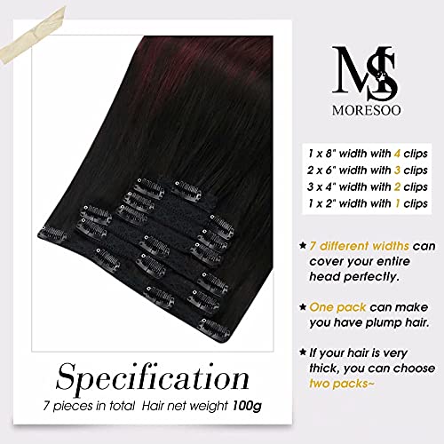 Clip+Tape Bundle ukupno 2 paketa-Moresoo 20 inčni Hair Extensions Clip in Human Hair 100g & amp; Red Hair Extensions Human Hair Tape