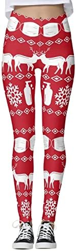 Ženske božićne kapriju planinarske pantalone Boho hlače Duksevi za žene hlače Pilates Skinny Santa snjegovića
