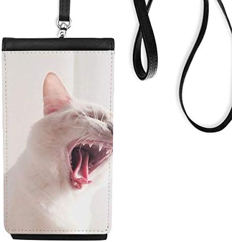 Životinjska bijela žestoka mačka fotografija Telefon novčanik torbica Viseće mobilne torbice Crni džep