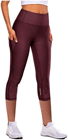 Vowua gamaše sa džepovima za žene visoke struk joga hlače Tummy Control Capri obrezane joge gamaše Workout hlače