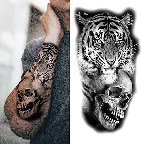 Xiangbinxuan Privremene tetovaže 6 komada Cross Lion Privremena tetovaža za žene Muškarci za odrasle lubanje Tiger Wolf Forest Tattoo