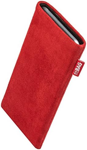 Fitbag folk crveni prilagođeni rukav za Sony Xperia 10 IV | Napravljen u Njemačkoj | Fina nappa kožna torbica za kućište sa mikrofibre