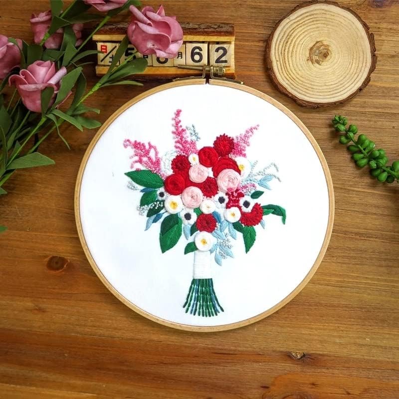 Yfqhdd floral Bouquet Patterns vez Kit DIY Handcraft Cross Stitch Set materijali paket vez obruč šivaće potrepštine dekor