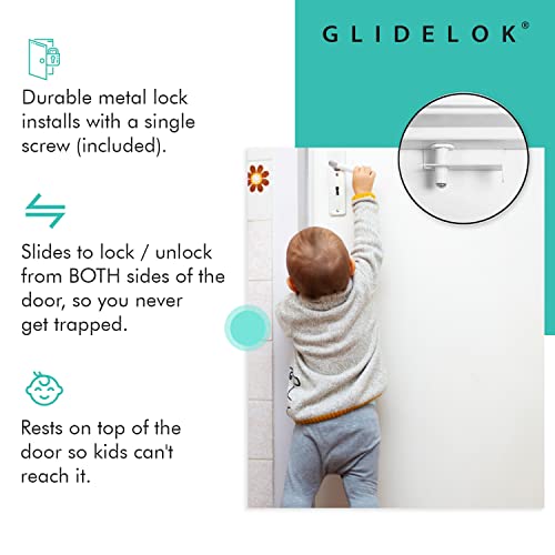4 paketa-GlideLok Gornja brava za sigurnosna vrata za djecu od izdržljivog metala | za zaštitu od djece unutrašnja / vanjska vrata