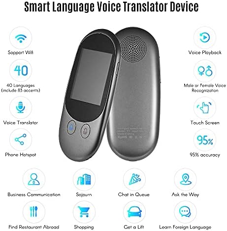 Dloett Smart Voice prevodilac uređaja 40 Jezici 2,4 inča zaslon osjetljiv na dodir Punjivi F1A s kamerom