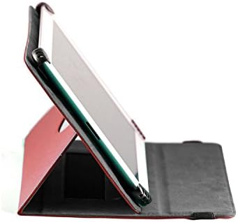 Navitech Crvena lažna površina kože sa 360 rotacijskog štanda kompatibilan je s NEOCORE N1 10,1 inčni tablet računarom